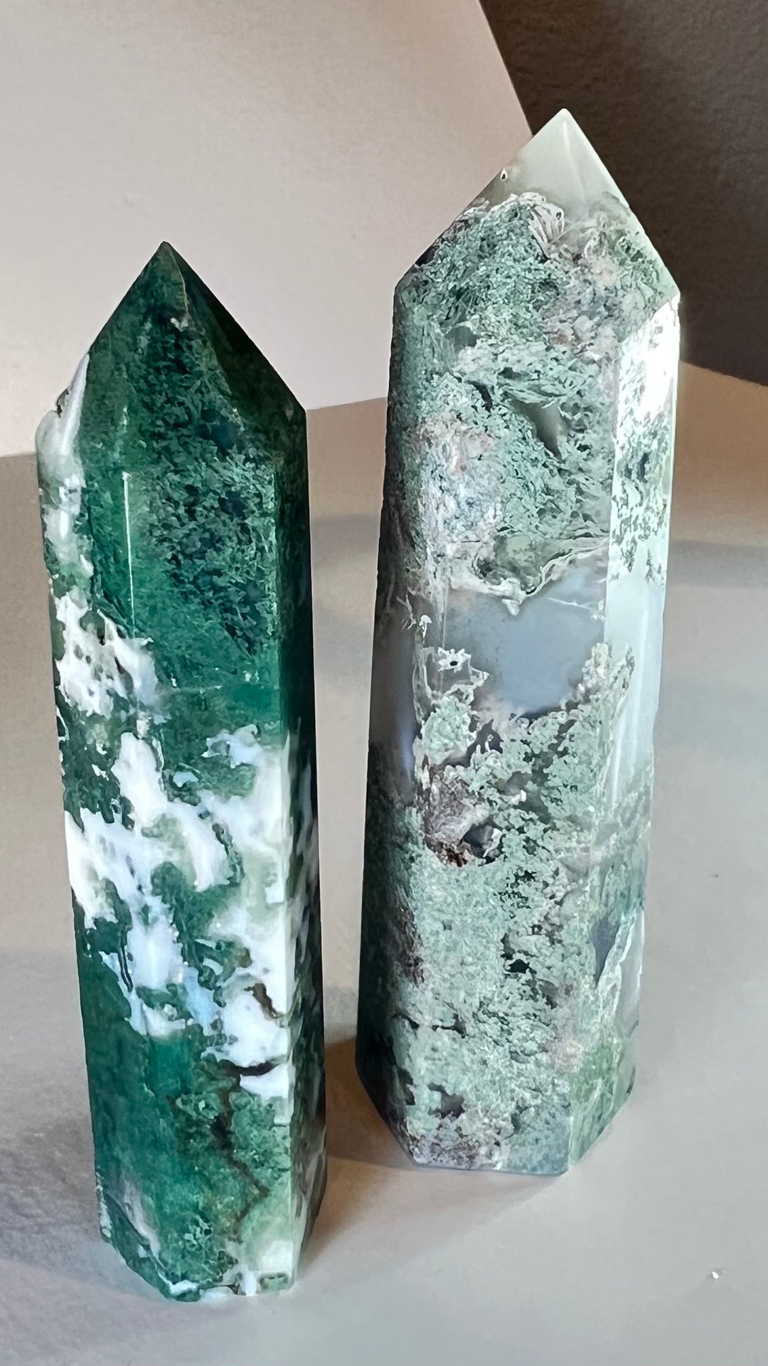 Green Moss Agate Towers
